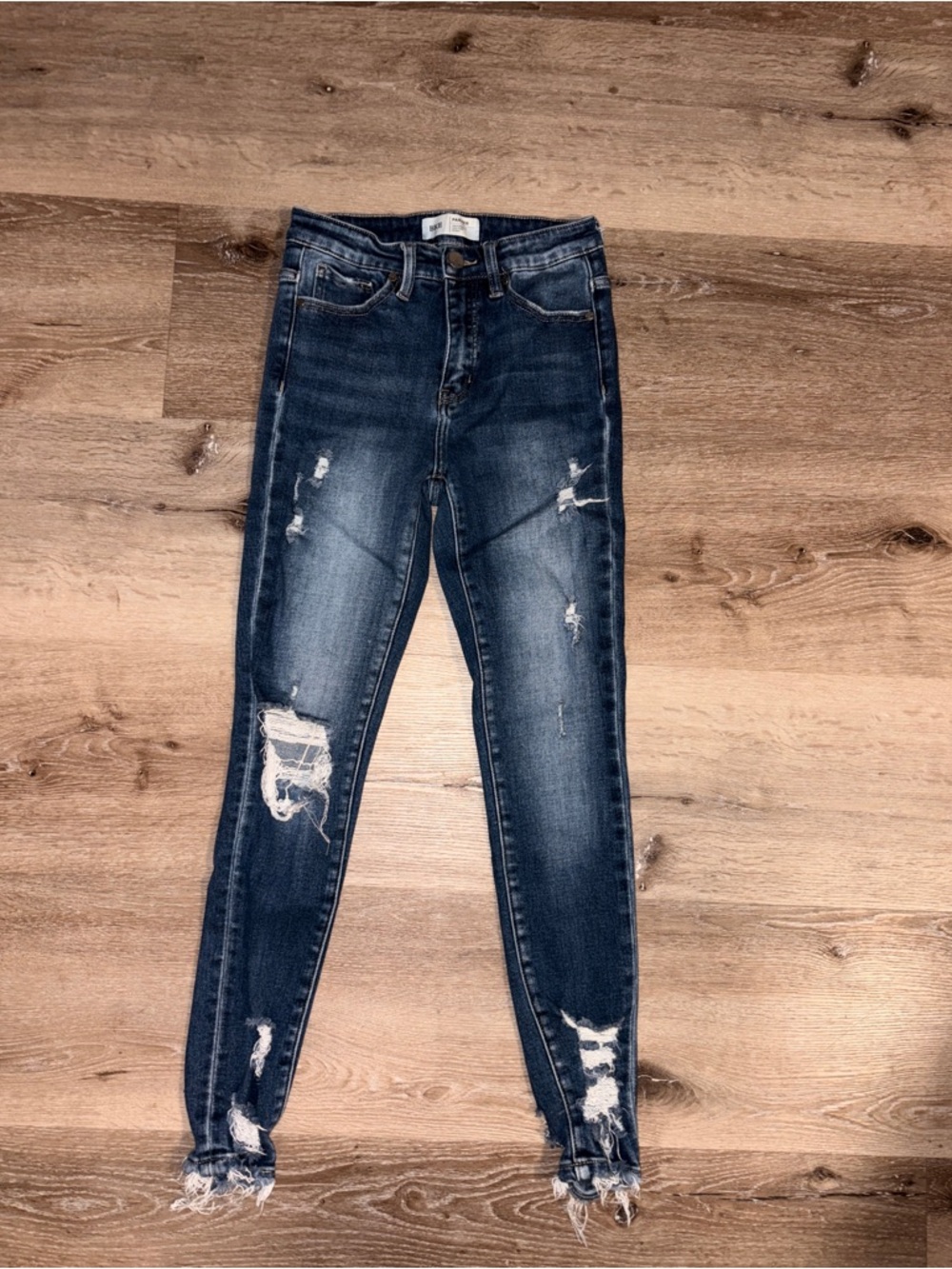BKE Dark Blue Distressed Skinny Jeans
